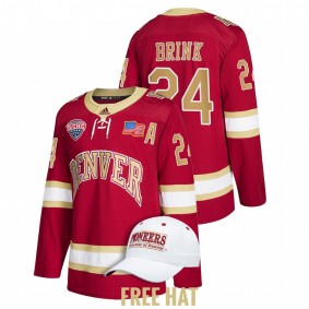 Denver Pioneers Bobby Brink #24 Crimson 2022 NCAA Regional Finals Hockey Jersey