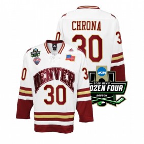 Denver Pioneers Magnus Chrona #30 White 2022 Frozen Four Hockey Jersey