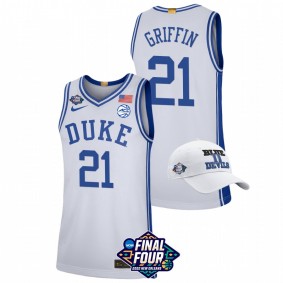 AJ Griffin #21 White Duke Blue Devils Free Hat 2022 March Madness Final Four Jersey