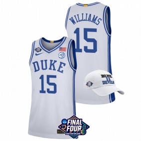 Mark Williams #15 White Duke Blue Devils Free Hat 2022 March Madness Final Four Jersey