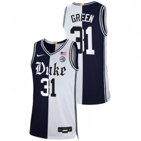 Duke Blue Devils Nyah Green 2021-22 Black White Cameron Brotherhood Split Limited Men Jersey