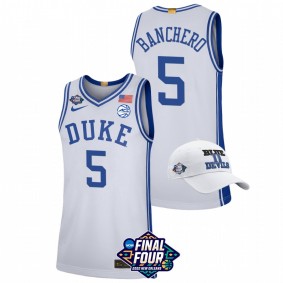 Paolo Banchero #5 White Duke Blue Devils Free Hat 2022 March Madness Final Four Jersey