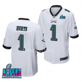 Men's Jalen Hurts Philadelphia Eagles Super Bowl LVII White #1 Game Jersey