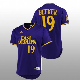 Merritt Beeker ECU Pirates #19 College Baseball Men Purple Jersey Replica