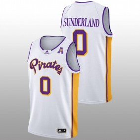 Saxby Sunderland #0 White ECU Pirates 2022-23 College Basketball Jersey