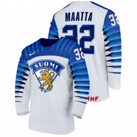 Finland Joel Maatta #32 White 2022 IIHF World Junior Championship Home Hockey Jersey