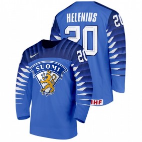 Finland Samuel Helenius #20 Blue 2022 IIHF World Junior Championship Away Hockey Jersey