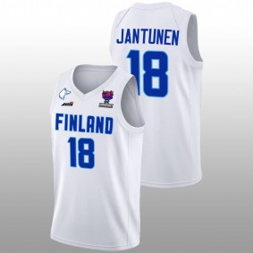 Mikael Jantunen #18 White Finland Home FIBA EuroBasket 2022 Jersey