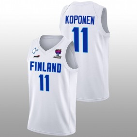 Petteri Koponen #11 White Finland Home FIBA EuroBasket 2022 Jersey