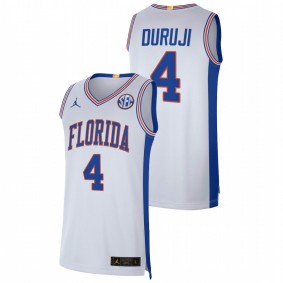 Florida Gators Anthony Duruji 2021-22 White Elite Limited College Basketball Men Jersey