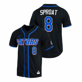 Florida Gators #8 Brandon Sproat College Baseball Black Jersey Full-Button Men