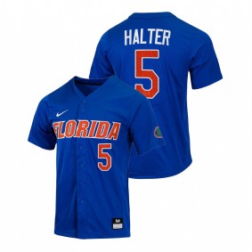 Colby Halter Florida Gators #5 College Baseball Men Royal Jersey Full-Button