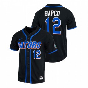 Florida Gators #12 Hunter Barco College Baseball Black Jersey Full-Button Men