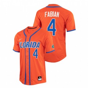 Florida Gators #4 Jud Fabian College Baseball Orange Jersey Full-Button Men