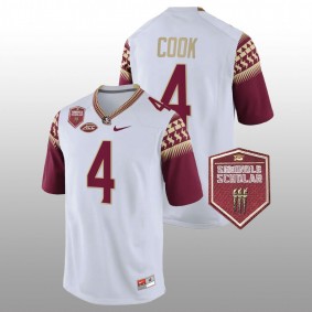 Dalvin Cook Florida State Seminoles Seminole Scholar patch White Game #4 Jersey