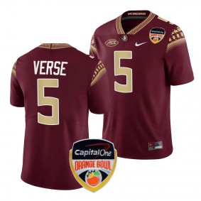 Florida State Seminoles Jared Verse 2023 Orange Bowl #5 Garnet College Football Playoff Jersey Men's