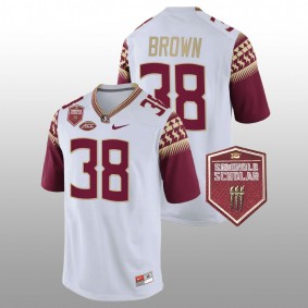 Shyheim Brown Florida State Seminoles Seminole Scholar patch White Game #38 Jersey