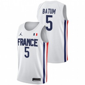 Men France Basketball #5 White Nicolas Batum Limited 2021 Tokyo Olymipcs Jersey