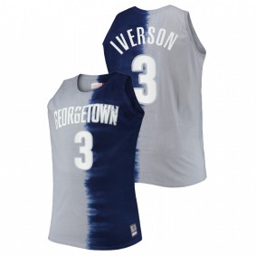 Georgetown Hoyas Allen Iverson Navy Gray Tie-Dye Color Crash Men Jersey