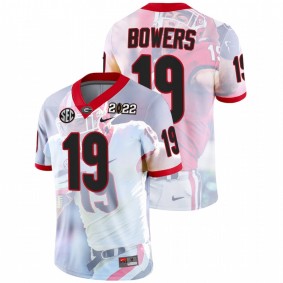 Brock Bowers Georgia Bulldogs 2022 National Championship White Decisive Highlights #19 Jersey