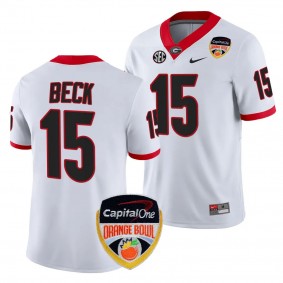 Carson Beck 2023 Orange Bowl Georgia Bulldogs #15 Jersey White Men's College Football Playoff Shirt