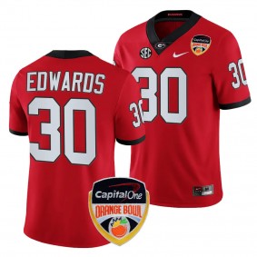 Men's Daijun Edwards Georgia Bulldogs 2023 Orange Bowl Red #30 College Football Playoff Jersey