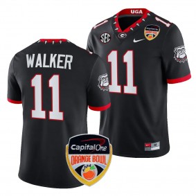 Georgia Bulldogs Jalon Walker 2023 Orange Bowl #11 Black College Football Playoff Jersey Men's