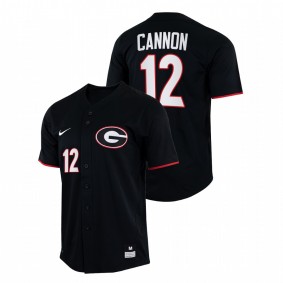 Georgia Bulldogs #12 Jonathan Cannon College Baseball Black Jersey Full-Button Men