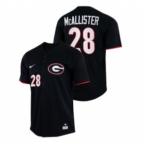 Georgia Bulldogs #28 Joshua McAllister College Baseball Black Jersey Full-Button Men