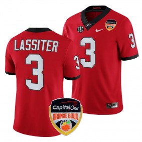 Men's Kamari Lassiter Georgia Bulldogs 2023 Orange Bowl Red #3 College Football Playoff Jersey