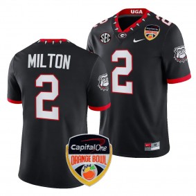 Georgia Bulldogs Kendall Milton 2023 Orange Bowl #2 Black College Football Playoff Jersey Men's