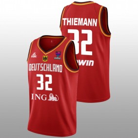 Johannes Thiemann Germany Basketball FIBA EuroBasket 2022 Red Men Jersey