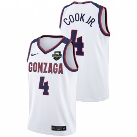 Men Gonzaga Bulldogs #4 White Aaron Cook Jr. Limited 2021 WCC Mens Basketball Conference Tournament Champions Jersey