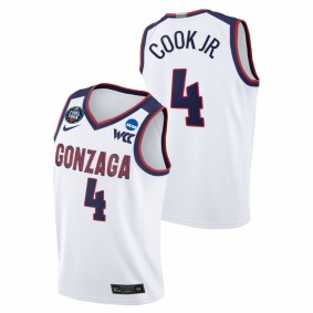 Aaron Cook Jr. Gonzaga Bulldogs White 2021 March Madness Final Four WCC Jersey