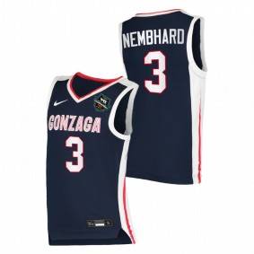 Men Gonzaga Bulldogs #3 Navy Andrew Nembhard Elite 2021 WCC Mens Basketball Conference Tournament Champions Jersey