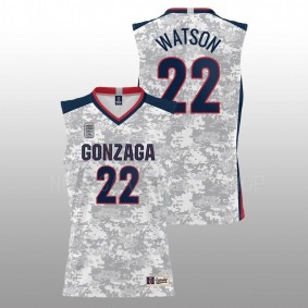 Gonzaga Bulldogs Anton Watson White 2022 Carrier Classic Armed Forces Day Men Jersey