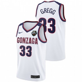 Men Gonzaga Bulldogs #33 White Ben Gregg Limited 2021 WCC Mens Basketball Conference Tournament Champions Jersey