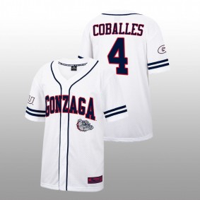 Connor Coballes Gonzaga Bulldogs #4 College Baseball Men White Jersey Free Spirited