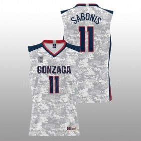 Gonzaga Bulldogs Domantas Sabonis White 2022 Carrier Classic Armed Forces Day Men Jersey