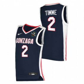 Men Gonzaga Bulldogs #2 Navy Drew Timme Elite 2021 WCC Mens Basketball Conference Tournament Champions Jersey