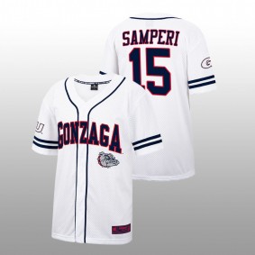 Ezra Samperi Gonzaga Bulldogs #15 College Baseball Men White Jersey Free Spirited