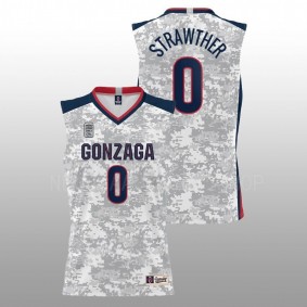 Gonzaga Bulldogs Julian Strawther White 2022 Carrier Classic Armed Forces Day Men Jersey