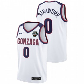 Men Gonzaga Bulldogs #0 White Julian Strawther Limited 2021 WCC Mens Basketball Conference Tournament Champions Jersey