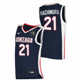 Men Gonzaga Bulldogs #21 Navy Rui Hachimura Elite 2021 WCC Mens Basketball Conference Tournament Champions Jersey