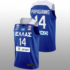 Georgios Papagiannis #14 Blue Greece Team European Qualifiers FIBA Basketball World Cup 2022 Jersey