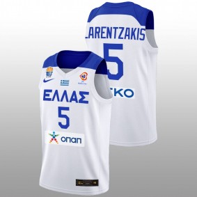 Giannoulis Larentzakis #5 White Greece Team Home FIBA Basketball World Cup 2022 Jersey