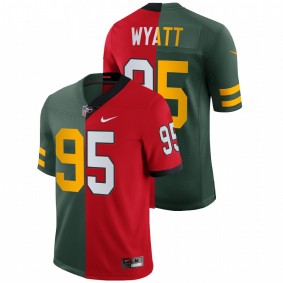 Devonte Wyatt Green Bay Packers X Bulldogs 2022 NFL Draft Green Red Dual Teams Split Men Jersey