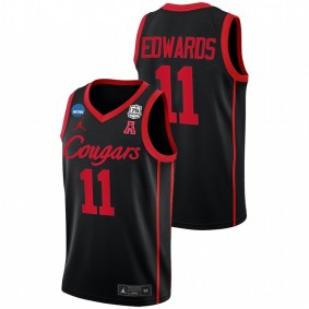 Houston Cougars Kyler Edwards Black 2022 NCAA March Madness 75th Basketball Men Jersey