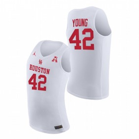 Men Houston Cougars Michael Young White Home 2021 March Madness Jersey