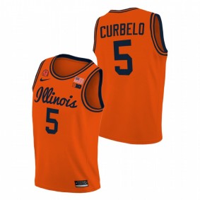 Men Illinois Fighting Illini #5 Orange Andre Curbelo 2021 Big Ten Tournament Champions College Basketball Jersey